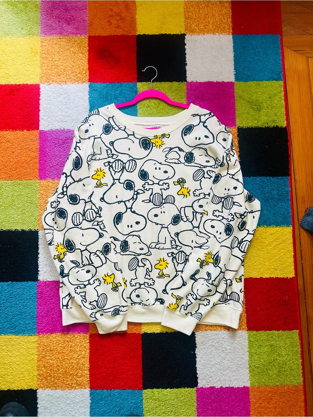 Peanuts Cream Sweatshirt with Black and Yellow Snoopy Print